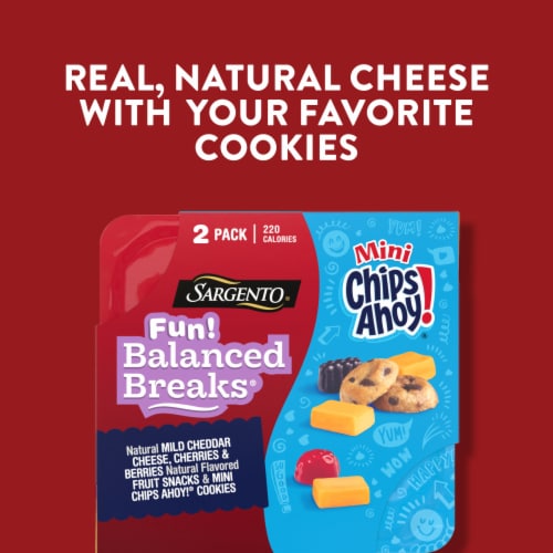 Sargento® Fun! Balanced Breaks® Mild Cheddar Cheese with Fruit Snacks and Mini Chips Ahoy!® Perspective: left