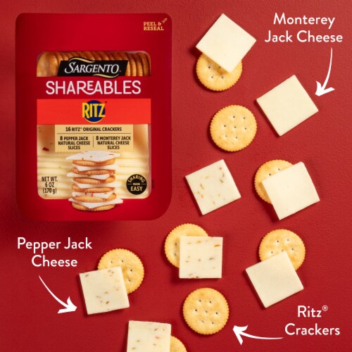 Sargento® Shareables Pepper Jack & Monterey Jack Sliced Cheese with Ritz® Original Crackers Perspective: left