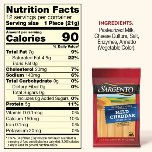Sargento® Natural Mild Cheddar Cheese Sticks Pack Perspective: left