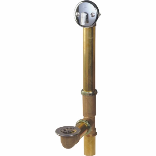 Keeney Rough Brass Trip Lever Bath Drain with Polished Chrome Trim 606RB Perspective: left