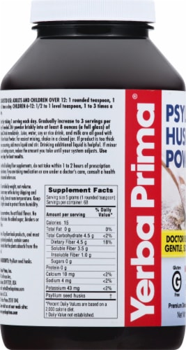 Yerba Prima Psyllium Husks Powder All Natural Fiber Supplement Perspective: left