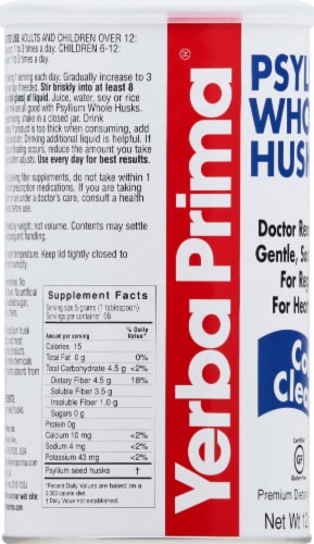 Yerba Prima® Psyllium Whole Husks Colon Cleanser Supplement Perspective: left