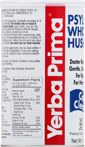 Yerba Prima® Psyllium Whole Husks Colon Cleanser Supplement Perspective: left