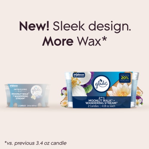 Glade 2in1 Single Wick Candles, Moonlight Walk + Wandering Stream, 8.16 oz, 2 Count Perspective: left