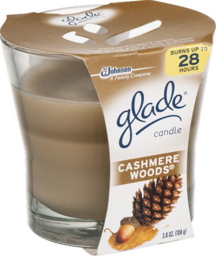Glade Cashmere Woods Scented Candle Perspective: left