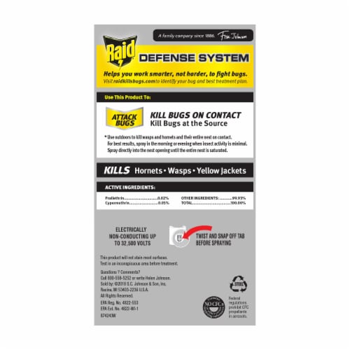 Raid Wasp & Hornet Insect Killer 33, Sprays up to 22 Feet & Kills Entire Nest, 17.5 oz Perspective: left