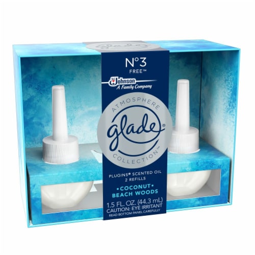 Glade Oil Twin No. 3 Plugins Scented Oil Coconut And Beach Woods Perspective: left