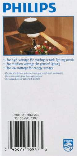 Philips 30/70/100-Watt 3-Way Medium Base A21 Light Bulb Perspective: left