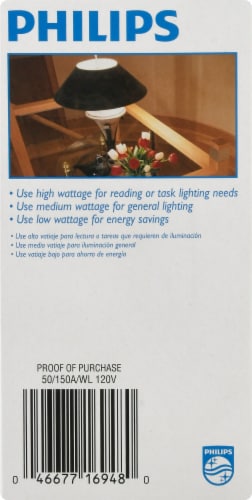 Philips 50/100/150-Watt 3-Way Incandescent Light Bulb Perspective: left