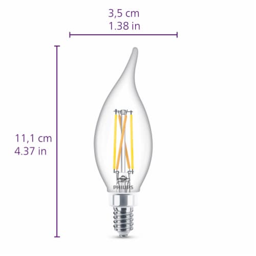 Philips 5-Watt (60-Watt) Ba11 Candle LED Dimmable Flicker Free Light Bulb - Daylight (5000K) Perspective: left