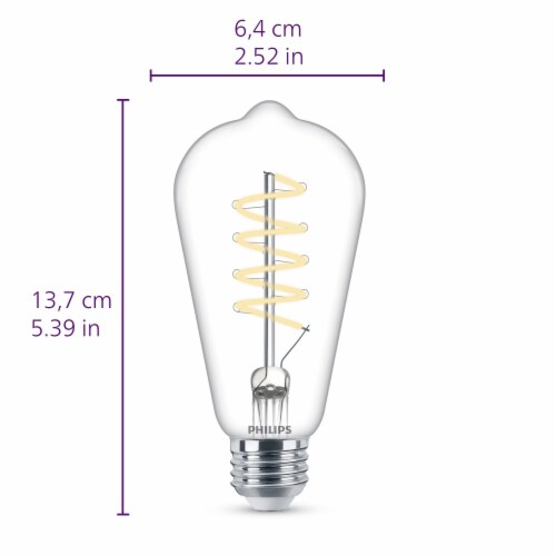 Philips 5.5-Watt (60-Watt) ST19 Vintage LED Dimmable Light Bulb - Soft White (2700K) Perspective: left
