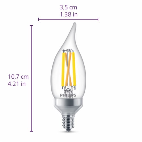 Philips 3.5-Watt (40-Watt) Ba11 Candle LED Dimmable Flicker Free Light Bulb - Soft White (2700K) Perspective: left