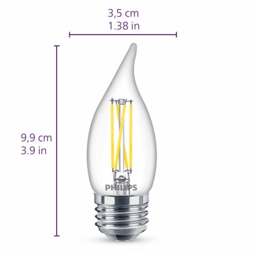 Philips 3.5-Watt (40-Watt) Ba11 LED Dimmable Flicker Free Light Bulb - Soft White (2700K) Perspective: left