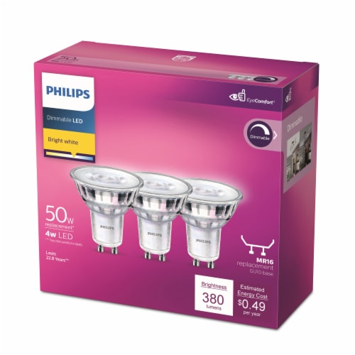Philips 4-Watt (50-Watt) GU10 Reflector LED Dimmable Light Bulb - Bright White (3000K) Perspective: left