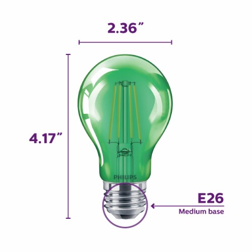 Philips 4-Watt (40-Watt) A19 LED Party Green Light Bulb Perspective: left