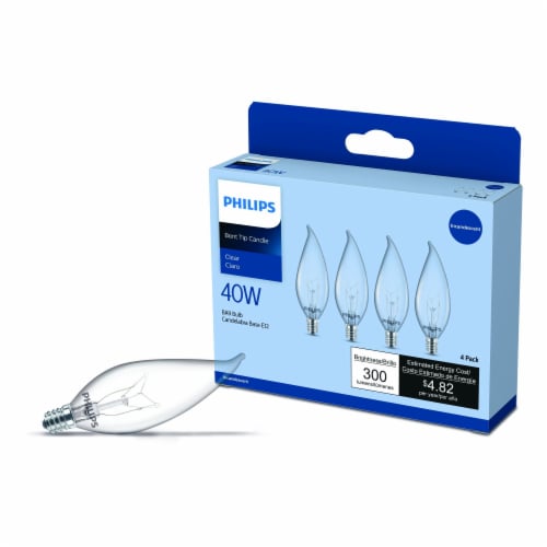 Philips 40-Watt Ba9 Candle Incandescent Dimmable Light Bulb - Soft White (2700K) Perspective: left