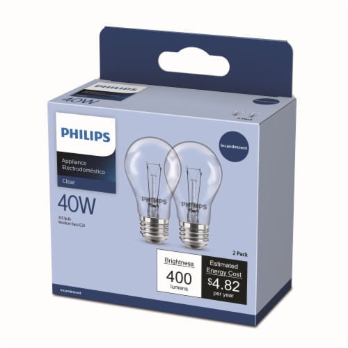 Philips 40 Watt A15 Incandescent Dimmable Light Bulb Soft White 2700K 2 Pk Metro Market