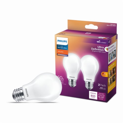 Philips 8-Watt (60-Watt) A19 LED Dimmable Flicker Free Light Bulb - Soft White (2700K) Perspective: left