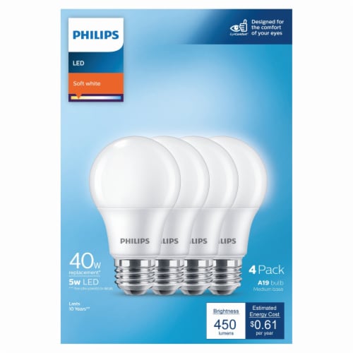 Philips 8.8-Watt (60-Watt) A19 LED Light Bulb - Soft White (2700K) Perspective: left