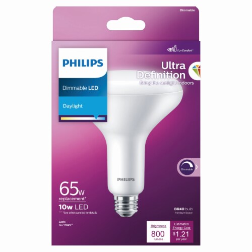 Philips 10-Watt (65-Watt) Daylight (5000K) BR40 Reflector LED Light Bulb - Perspective: left