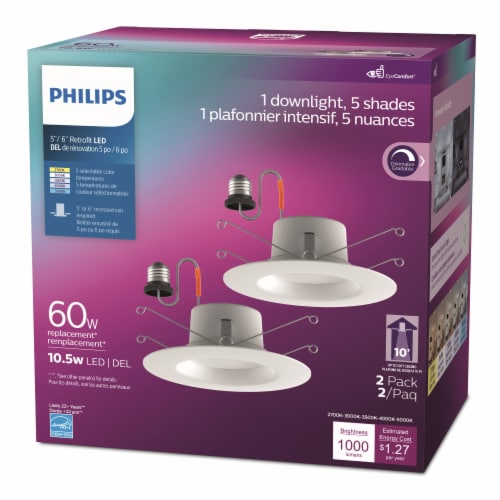Philips 11.5-Watt (60-Watt) Retrofit Downright Dimmable Light Bulb -5 Shades of White Perspective: left