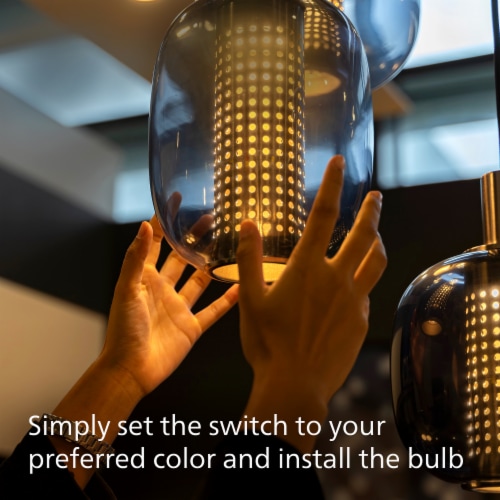 Philips 5-CCT Selectable White Color, 60-Watt Replacement, A19 LED Light Bulb, Dimmable Light Bulb Perspective: left