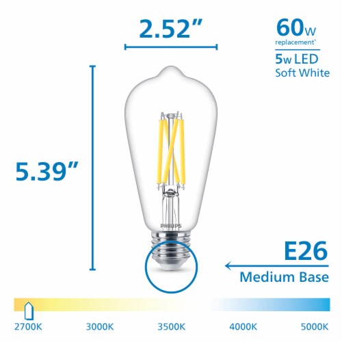 Philips Dusk to Dawn, 60Watt Replacement, Edison Vintage ST19 LED Light Bulb, Soft White Light Bulb Perspective: left