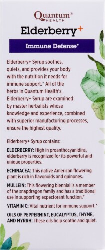 Quantum Health Elderberry + Immune Defense Immune Support Syrup Perspective: left