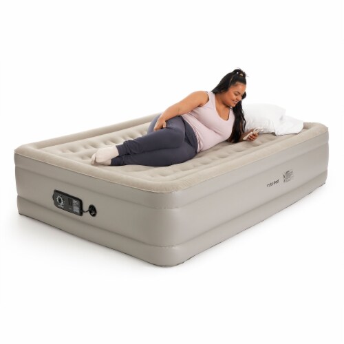 InstaBed Raised 18 Inch Inflatable Queen Air Mattress with NeverFlat