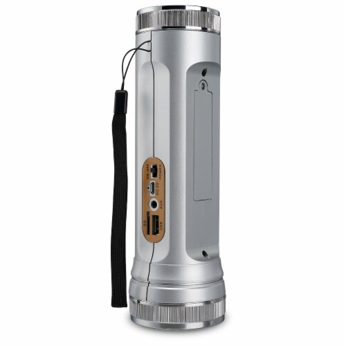 Weatherx Solar Power Bluetooth Speaker Flashlight - Silver Perspective: left