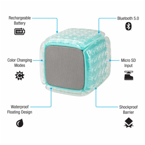 iLive Cush Air Bluetooth Waterproof Speaker - Turquoise Perspective: left