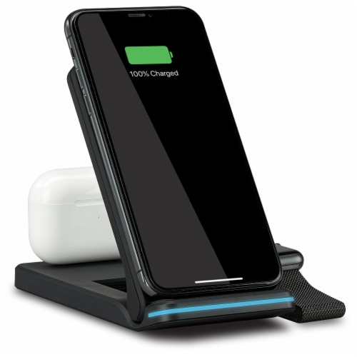 iLive 3-in-1 Wireless Charging Stand - Black Perspective: left
