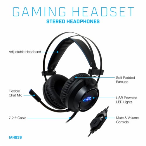 iLive Gaming Headphones - Black/Blue Perspective: left