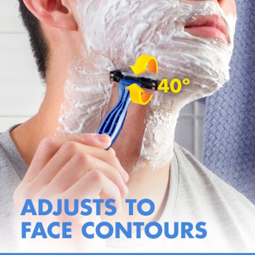 Gillette Mach3 Men's Smooth Blue Pivot 3-Blade Disposable Razors Perspective: left