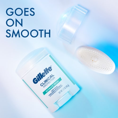 Gillette Clinical Ultimate Fresh 72 Hr Sweat Protection Soft Solid Antiperspirant Deodorant Perspective: left
