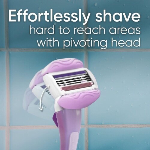 Gillette Venus ComfortGlide Women's Freesia Scented 3-Blade Razors Handle and Refill Cartridges Perspective: left