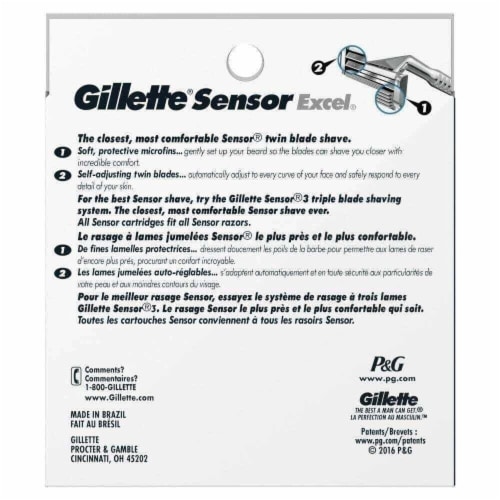 Gillette Sensor Excel Men's 2-Blade Razor Blade Refill Cartridges Perspective: left
