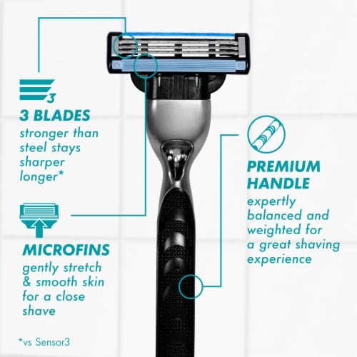 Gillette® Mach3® Men's Razor Handle + Blade Refill Cartridge Perspective: left