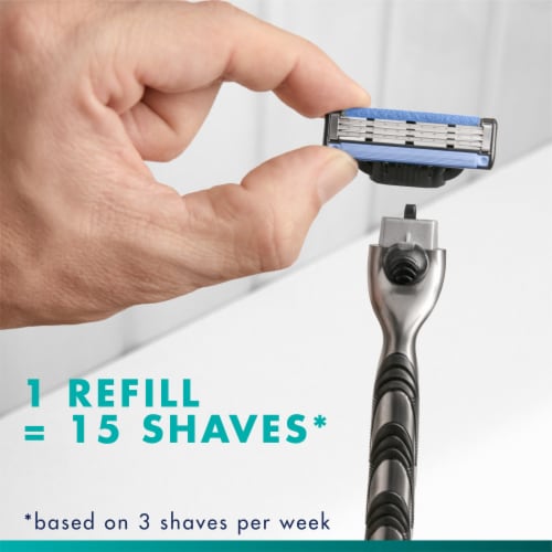 Gillette Mach 3 Razor Blade Refills, with Lubrication Strip, 3-Blade Razor Blades for Close Shave Perspective: left