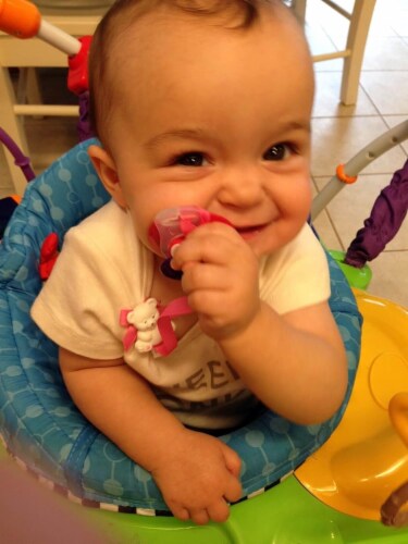 Baby Buddy Universal Pacifier Holder Clip Keep Pacifier Near & Off Floor, Pink Perspective: left