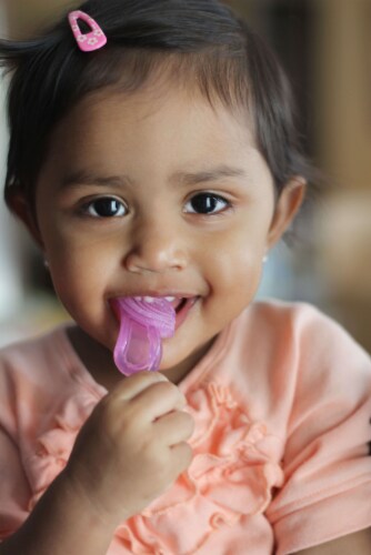 Brilliant Babys 1st Teether-Brush Silicone, No-BPA Chewable Brush 2pk, Grn-Clear Perspective: left
