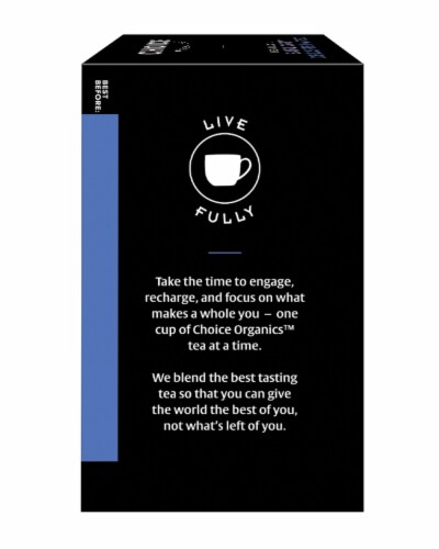 Choice Organics Decaffeinated Earl Grey Tea Bags Perspective: left