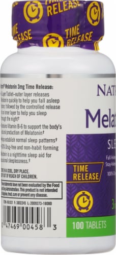 Natrol Melatonin Time Release Tablets 3mg Perspective: left