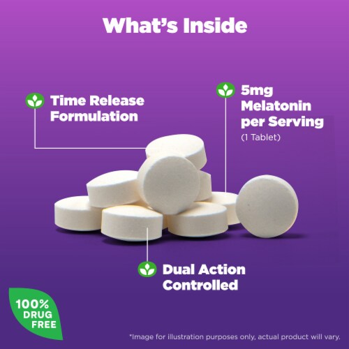 Natrol Melatonin Time Release Sleep Tablets 5mg Perspective: left