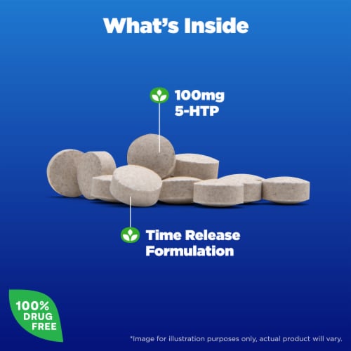 Natrol® Mood and Stress 5 HTP Time Release Tablets 100 mg Perspective: left
