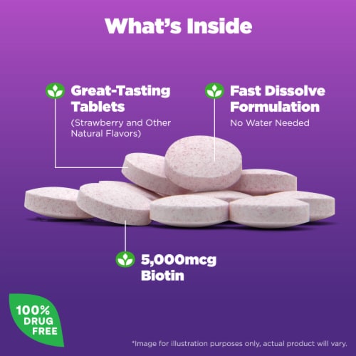 Natrol® Beauty Biotin Strawberry Flavored Fast Dissolve Tablets Perspective: left