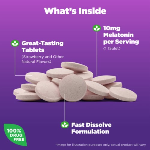 Natrol® Sleep Melatonin Strawberry Fast Dissolve Tablets 10 mg Perspective: left