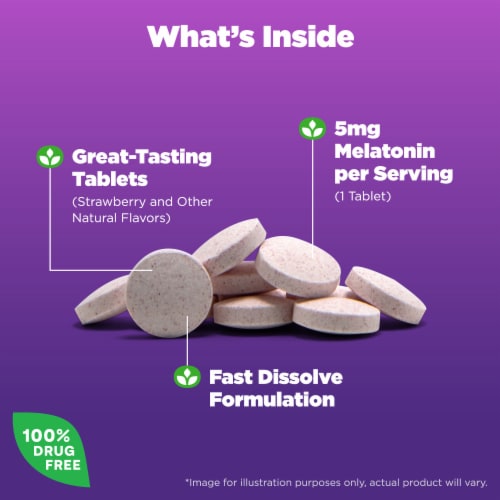 Natrol® Sleep Melatonin Strawberry Fast Dissolve Tablets 5 mg Perspective: left