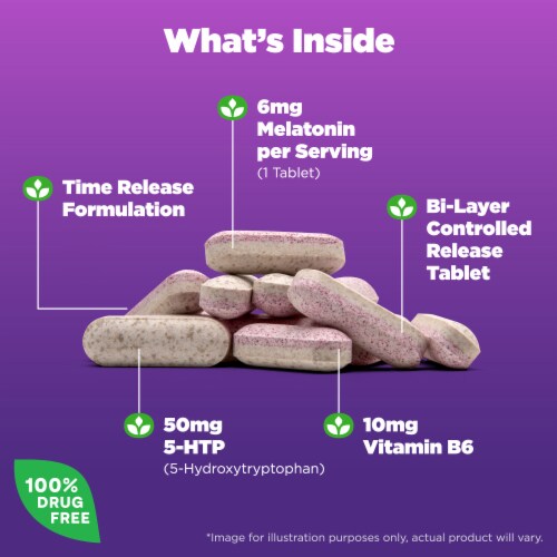 Natrol® Sleep Melatonin Advanced plus 5 HTP Time Release Tablets Perspective: left