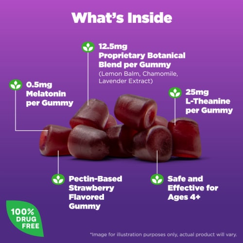 Natrol® Kids Sleep+™ Calm Strawberry Gummies Perspective: left